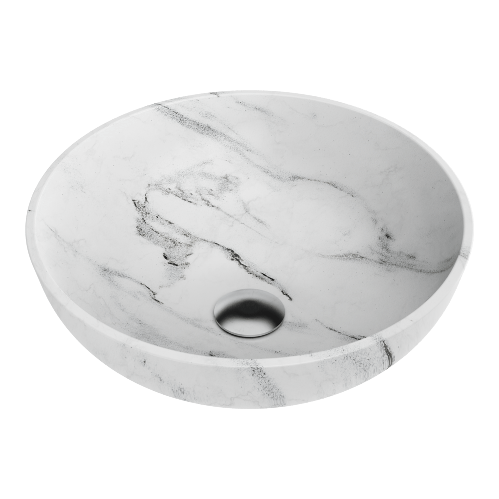 картинка 4972078 раковина для ванной Omoikiri Hitomi-WH Marble Natceramic/WH Marble от PlazaTech