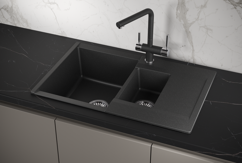 картинка ES-7808, ЧЁРНЫЙ, кухонная мойка, кварц, ESTETICA от PlazaTech