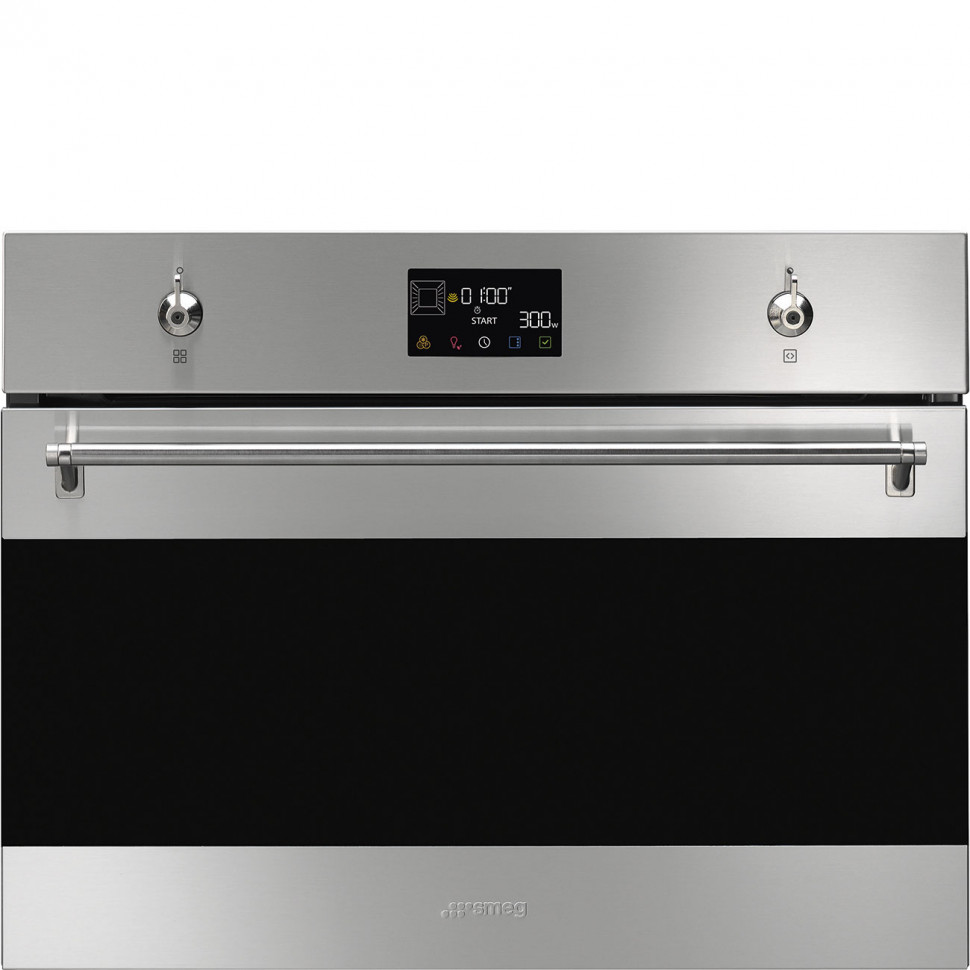 картинка SMEG SO4302M1X Компактный духовой шкаф, комбинированный с микроволнами, 60 см, высота 45 см, 11 функции, нержавеющая сталь с обработкой против отпечатков пальцев от PlazaTech